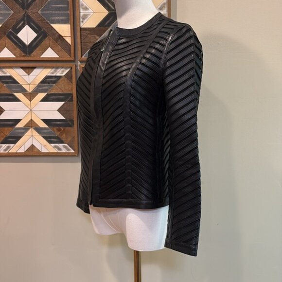 Ralph Lauren Black Label Leather Mesh Jacket size 4 - Picture 3 of 14